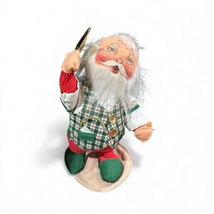 Annalee 1995 Santa w Gold Scissors Vintage Christmas Decor 14” Poseable Doll USA